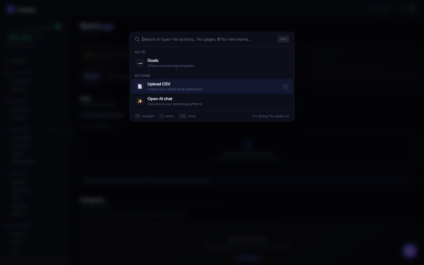 Command Palette showing search results with fuzzy matching